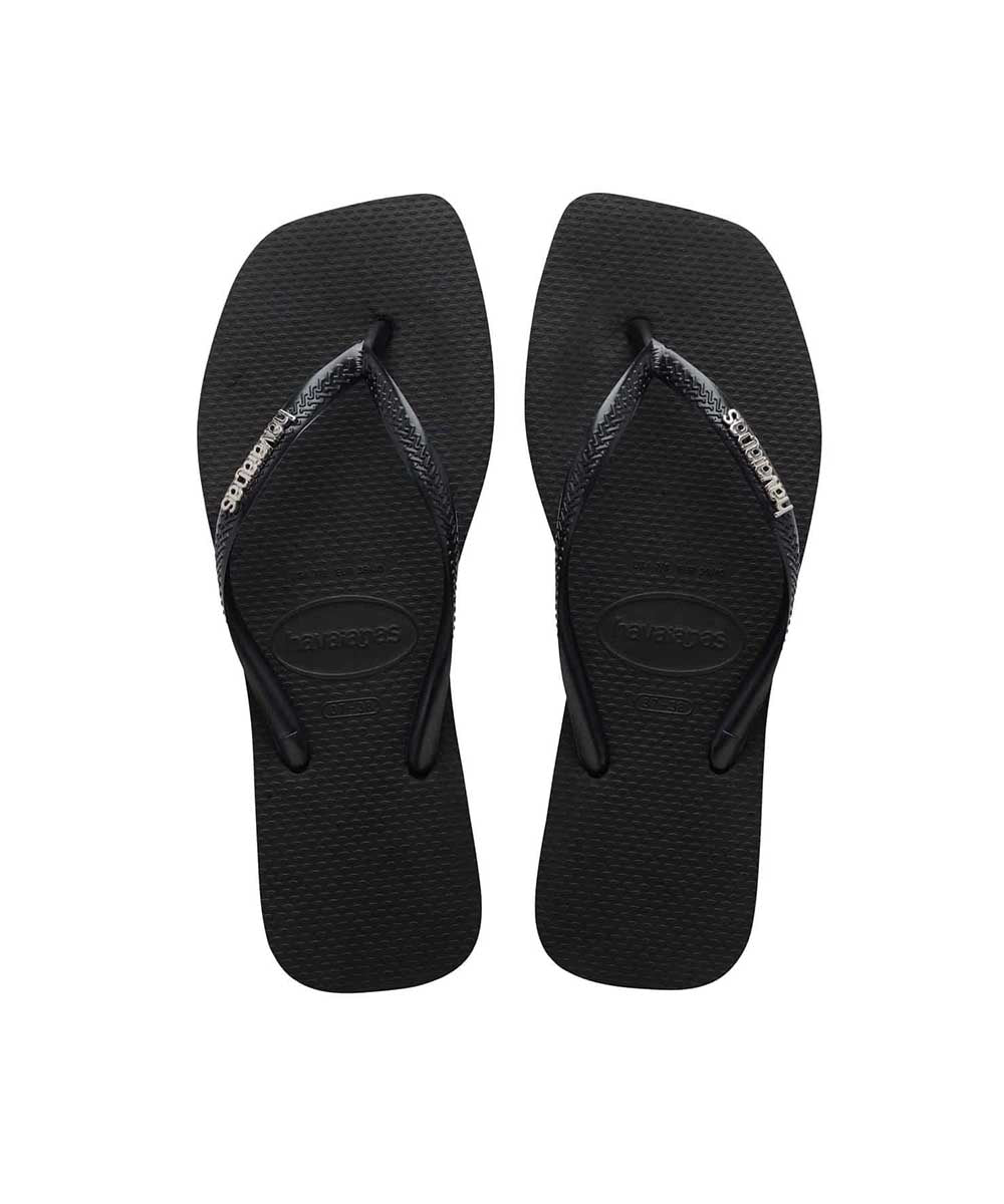 Havaianas Women's Slim Square Metalic Logo Thongs